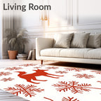 Red Fox Snowflake Winter Whimsical Rug