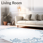Sky Blue Floral Border Lace Rug