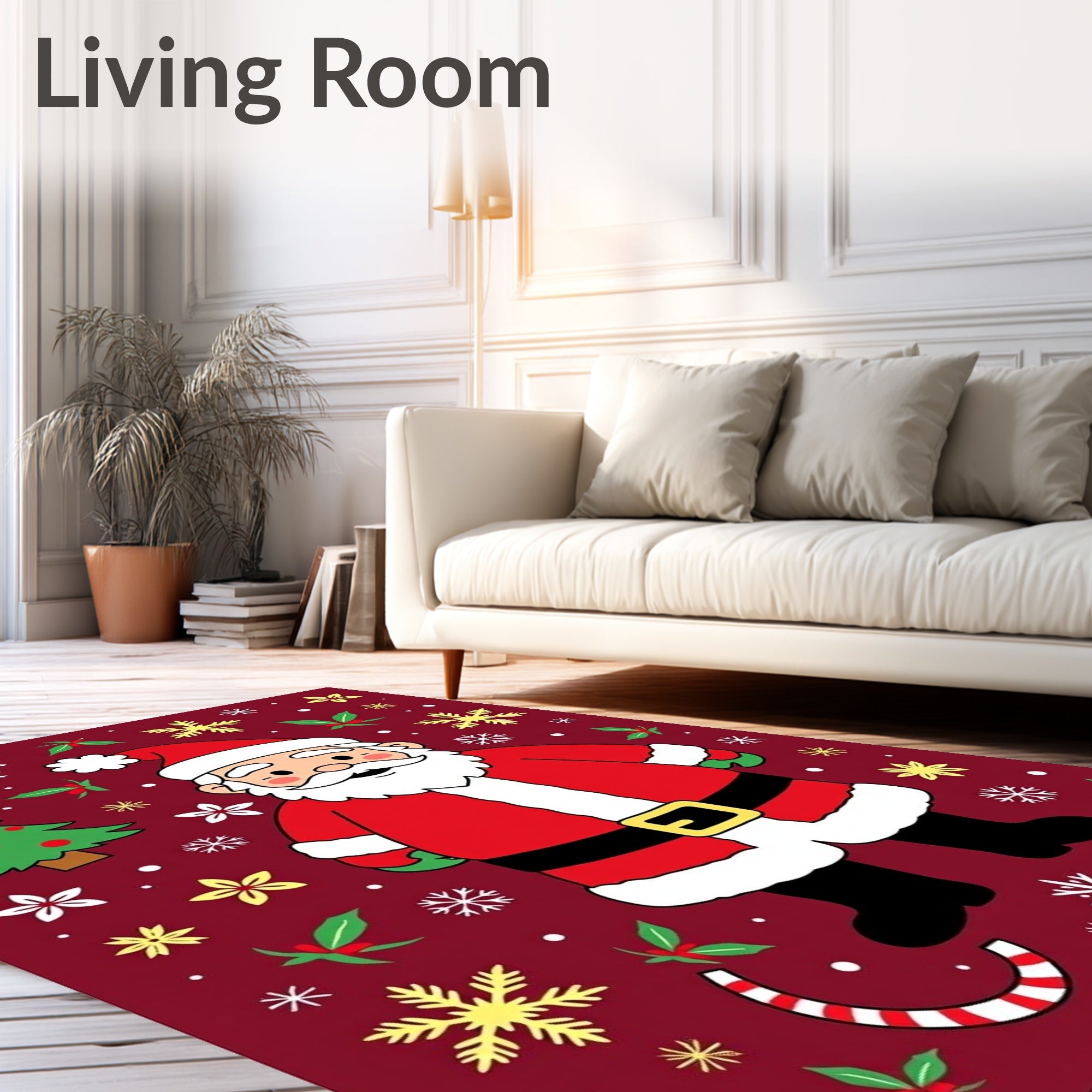 Joyful Santa Claus Christmas Characters Rug
