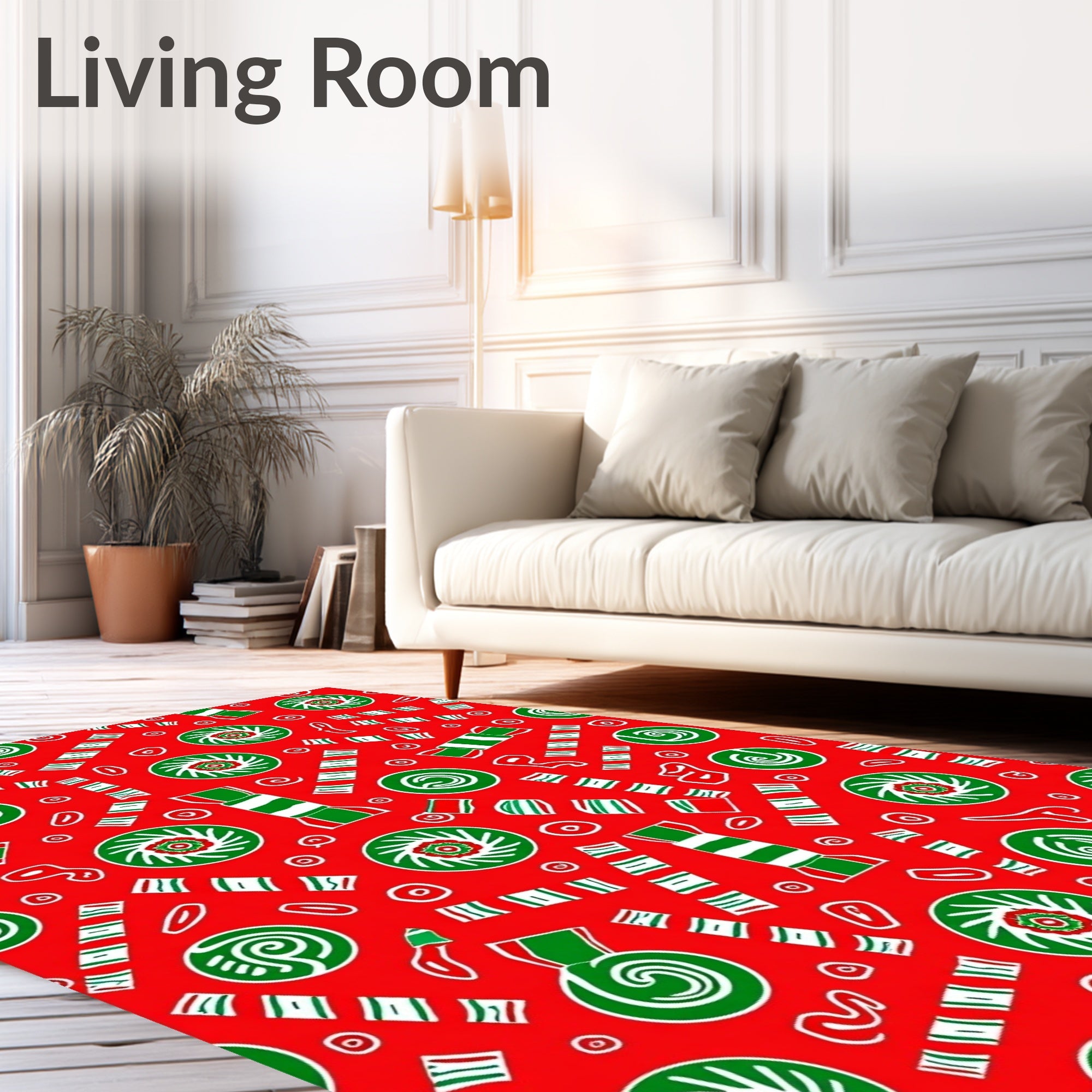 Red Green Candy Swirl Holiday Rug