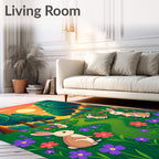 Enchanting WoodlandEaster bunnies meadow path Rug