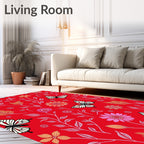 Crimson Butterfly Garden Whimsy Rug