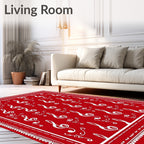 Crimson Treble Clef Notes Rug
