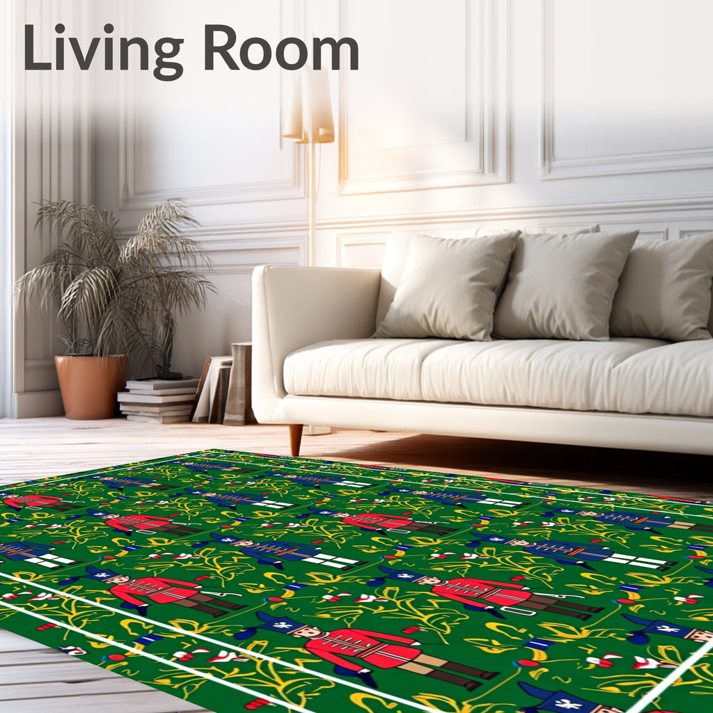 Military Figures Green Foliage Rug