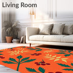 Orange Green Berry Leaf Sprig Rug