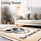 Bold Black Skull Vintage Cream Rug