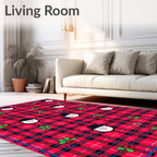 Red Plaid Snowman Holly Mittens Rug