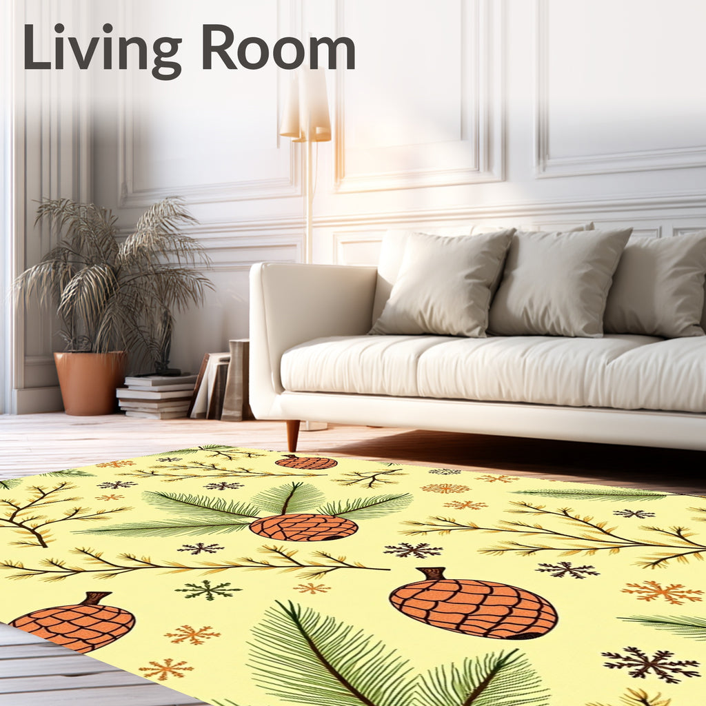 Rustic Pinecone and Snowflake Garland Rug