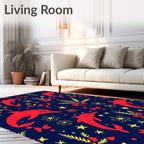 Red Dolphin Floral Starry Night Rug