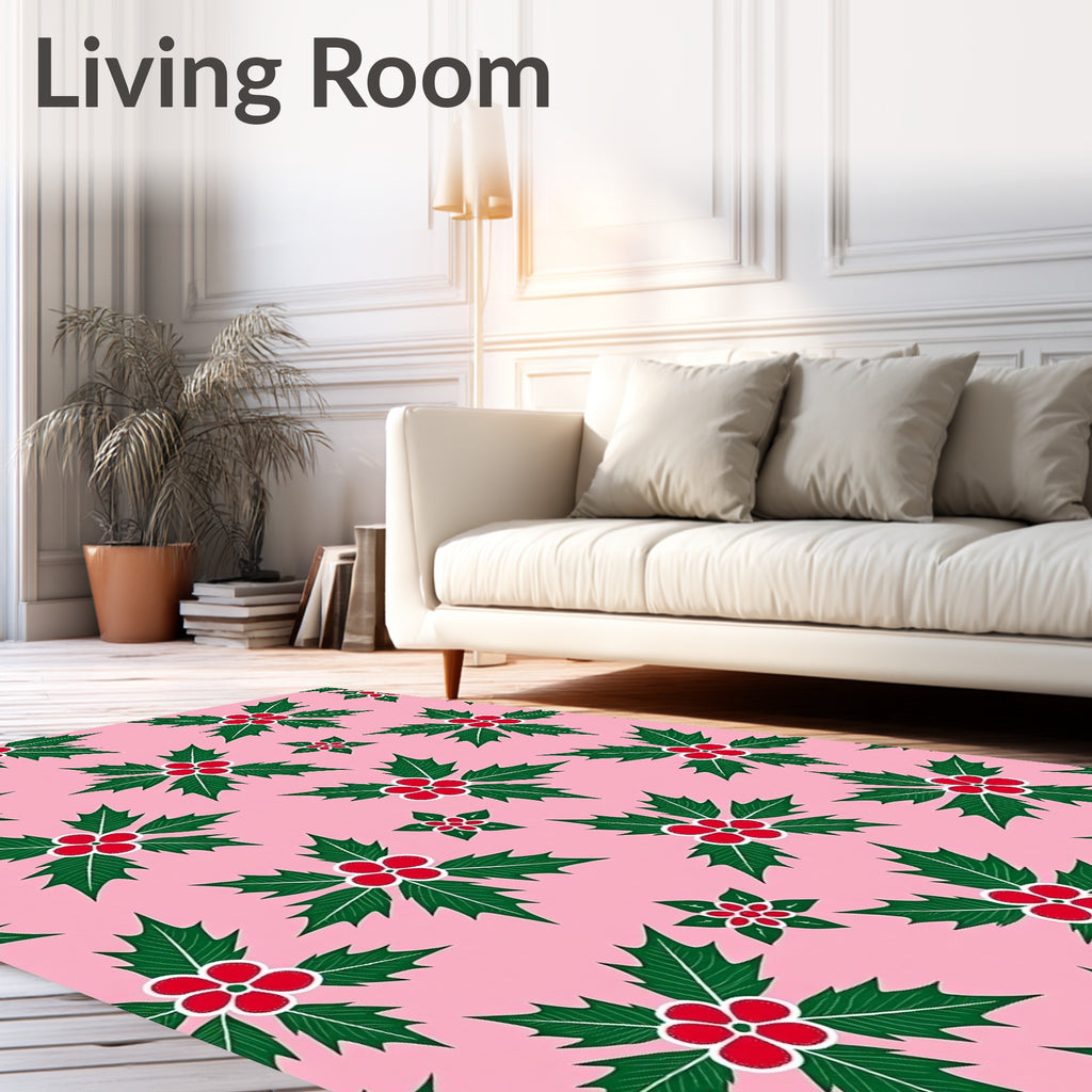Pink Holly Berry Garden Rug
