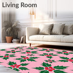 Pink Holly Berry Garden Rug