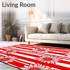 Bold Red White Striped Sunflower Rug