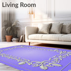 Lavender Floral Scroll Ornate Frame Rug