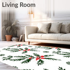 Green Evergreen Berry Sprig Cluster Rug