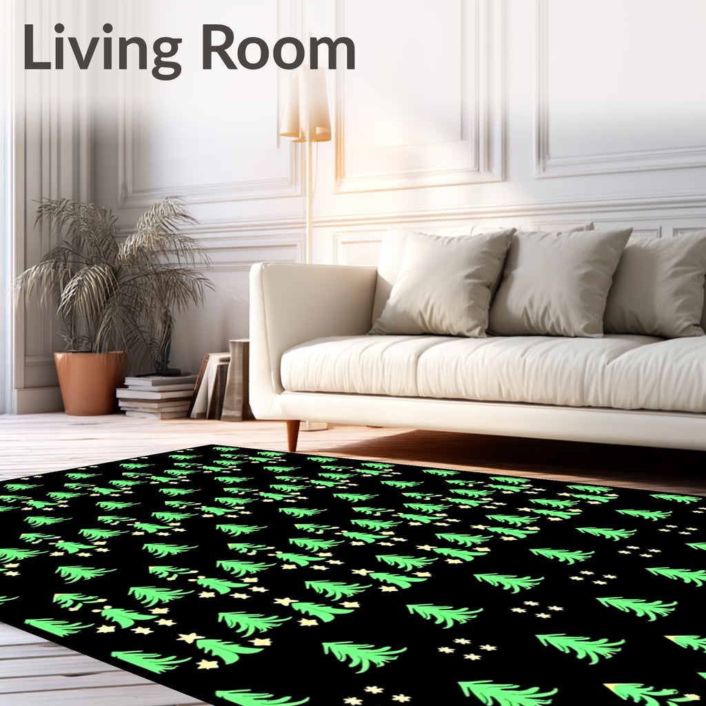 Festive Green Christmas Trees Collection Rug