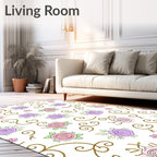 Pastel Roses Swirls Garden Rug