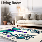 Iridescent Teal Blue Dragonfly Art Rug