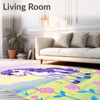 Magical Unicorn in Pink Daisy Meadow Rug
