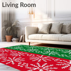 Red Green Snowflake Holiday Rug