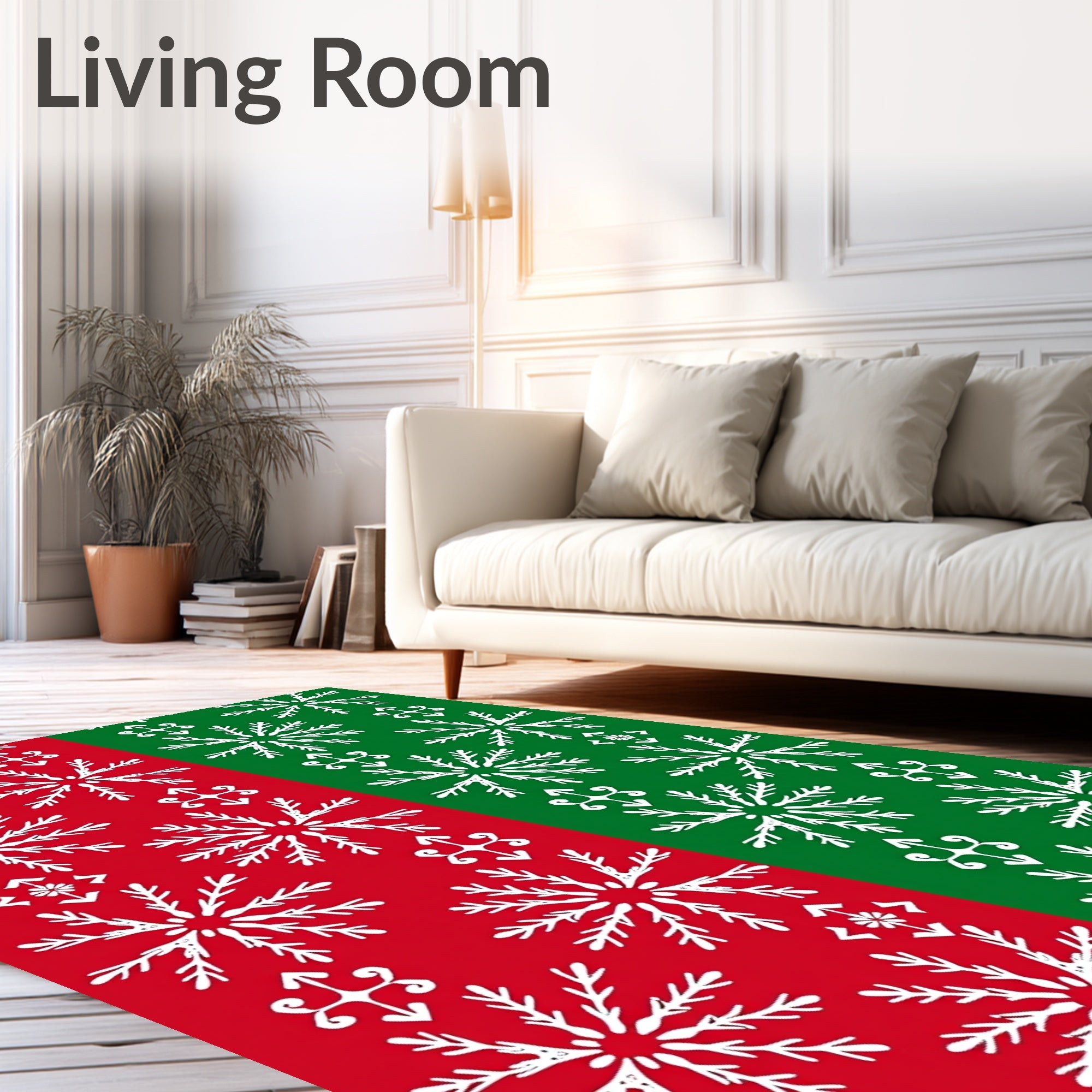 Red Green Snowflake Holiday Rug