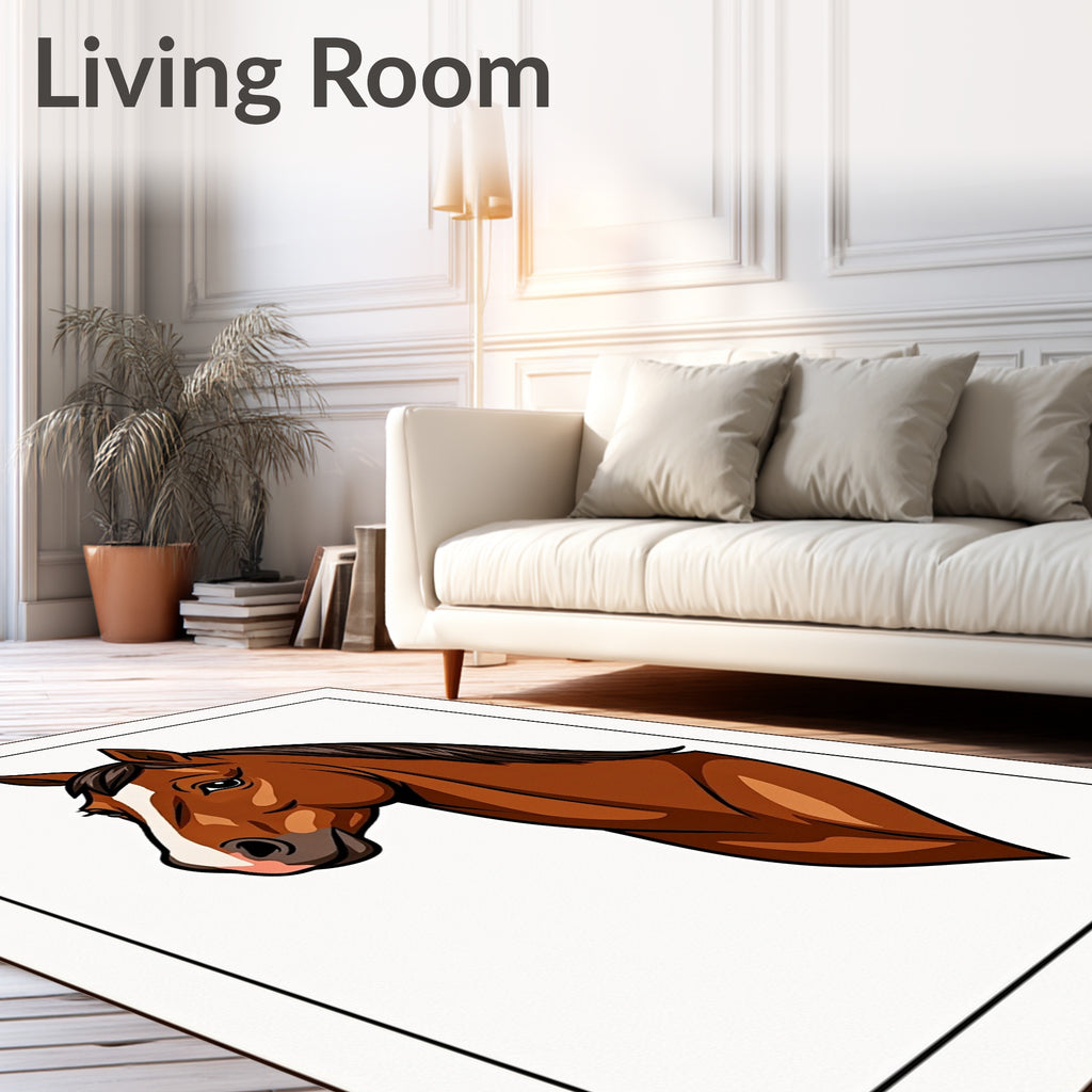 Brown Horse Head Graphic Art Rug