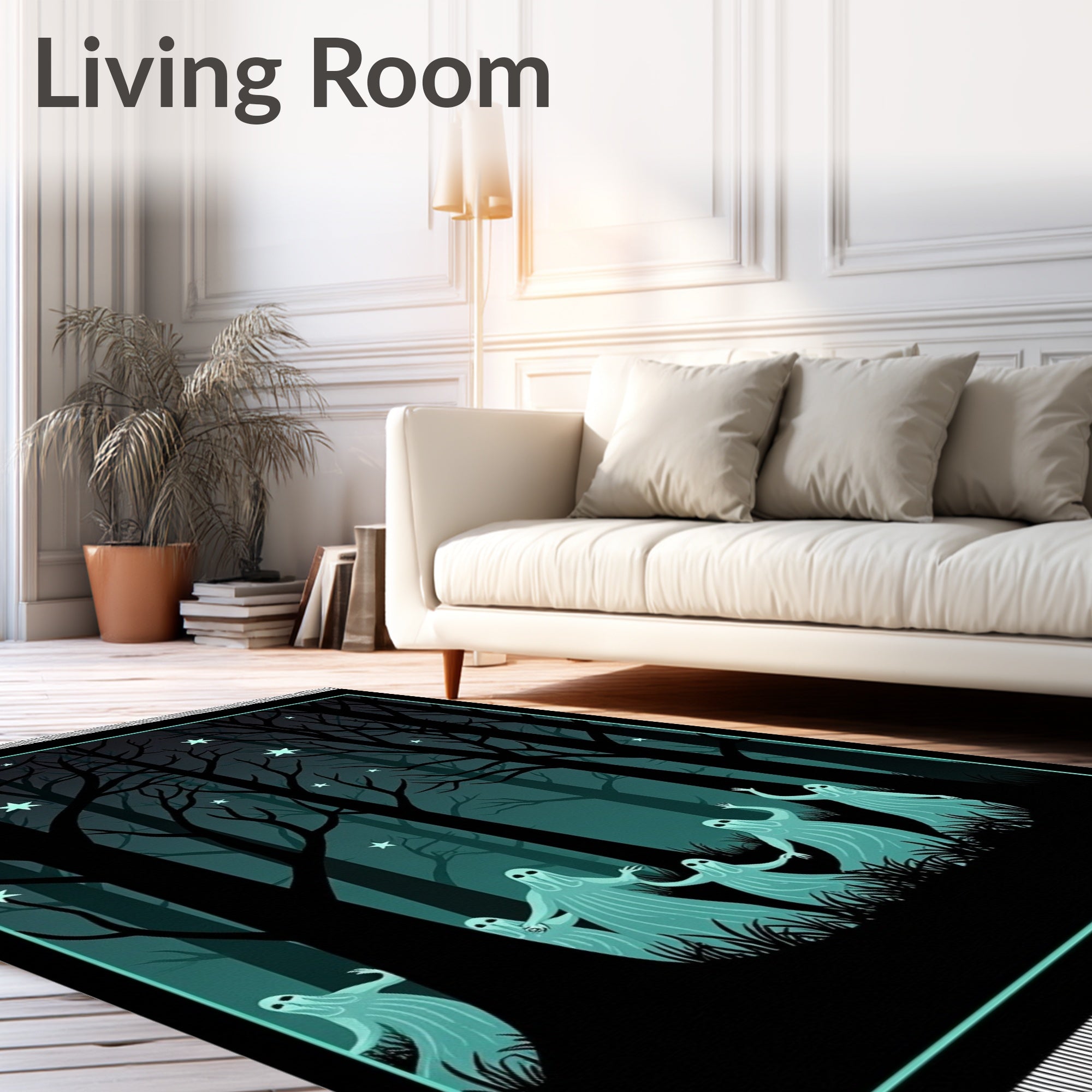 Spectral Forest Night Ghosts Rug