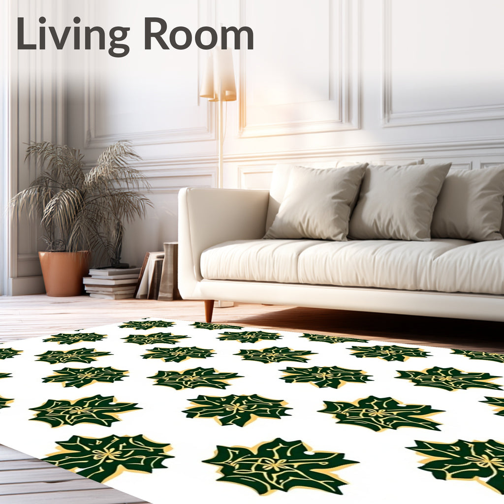 Dark Green Floral Starburst Rug