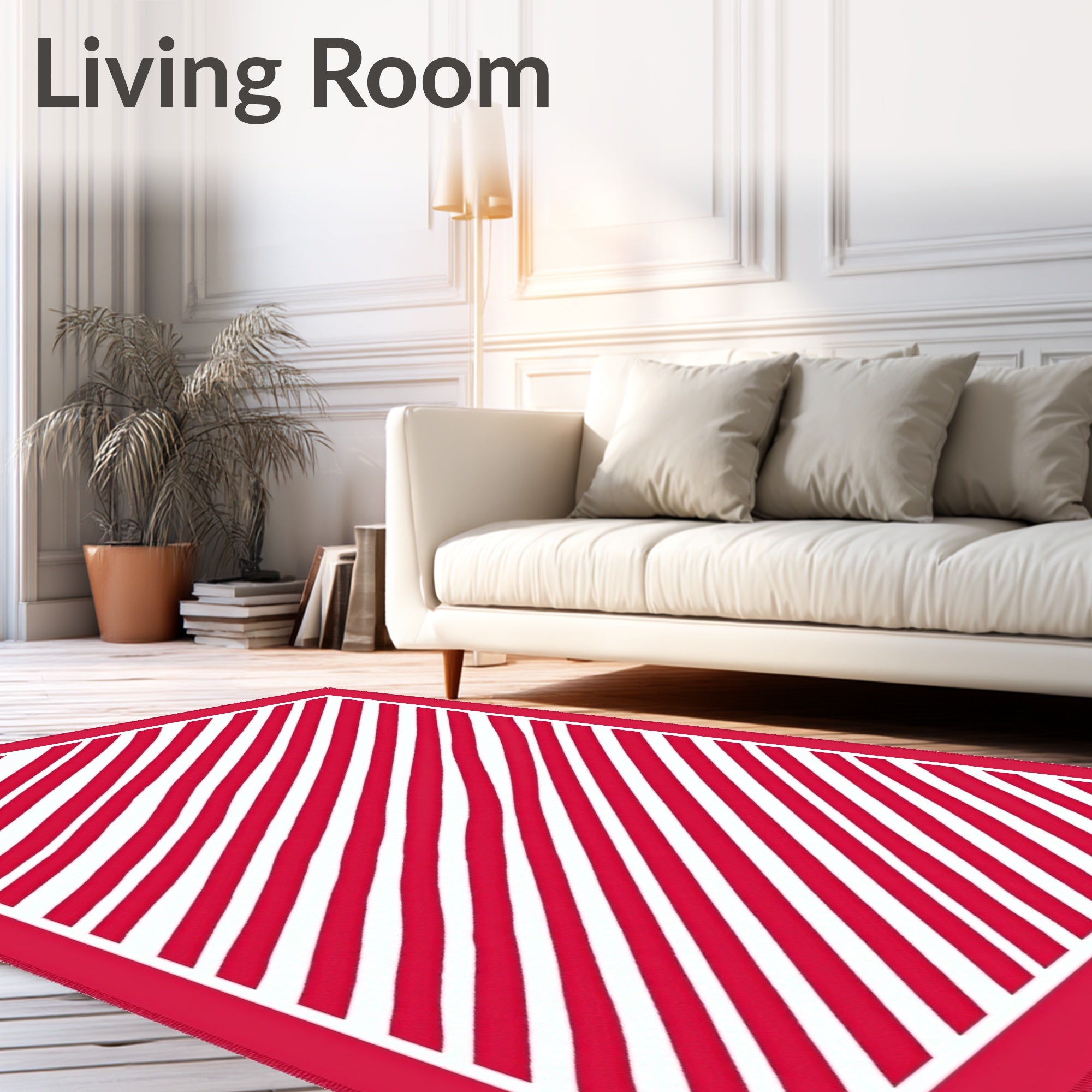 Bold Red Stripe Diagonal Rug
