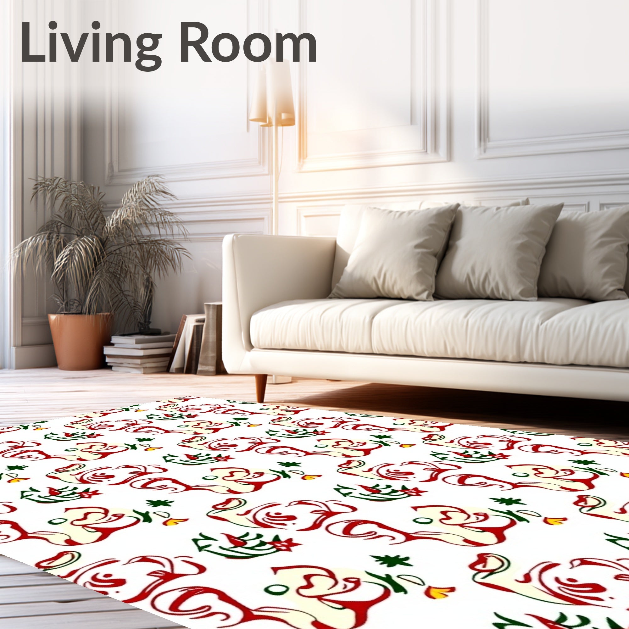 Red Cream Abstract Swirl Medallion Rug