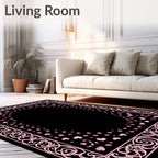Pink Heart Swirl Border Rug