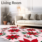 Red Floral Garland Poinsettia Rug