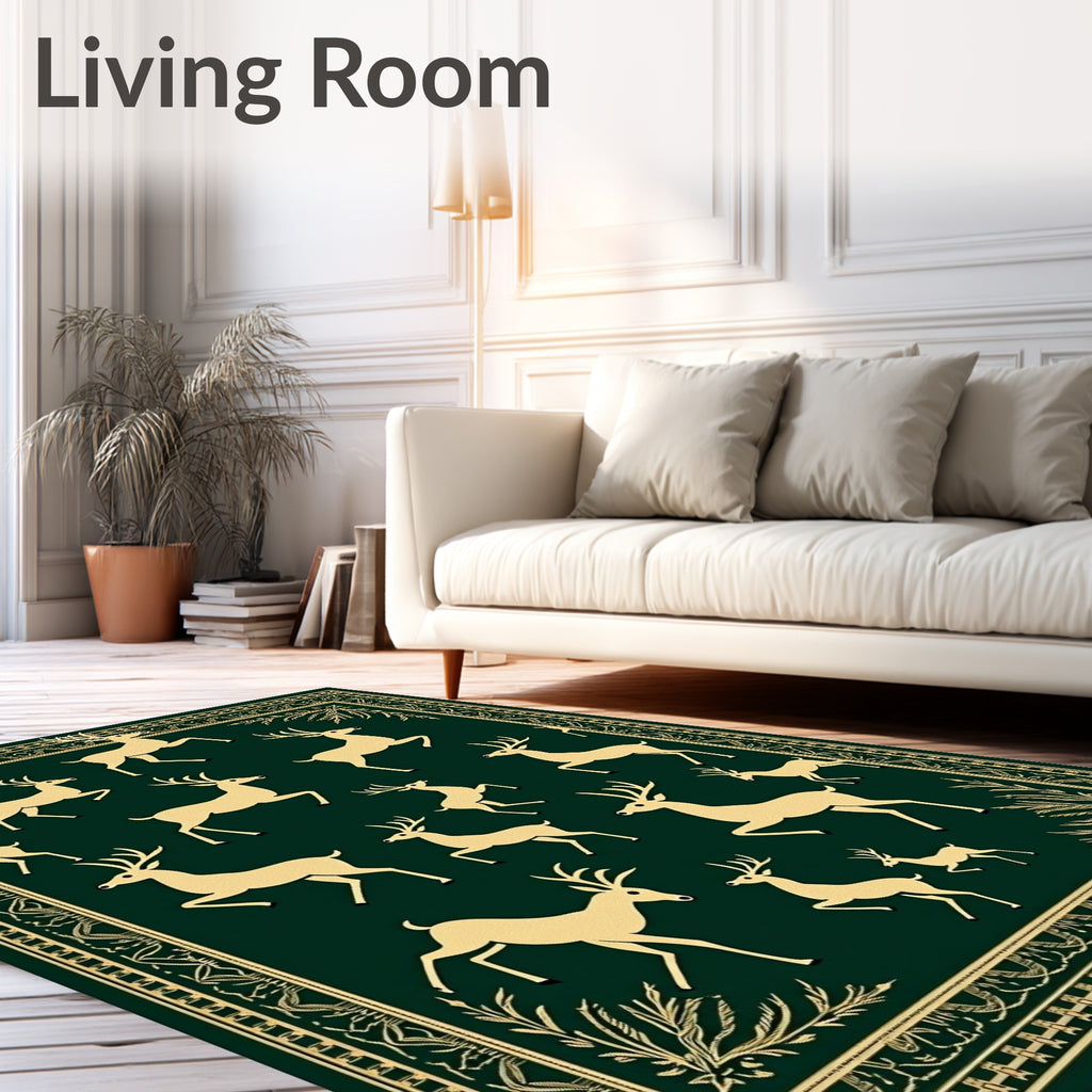 Forest Green Golden Stag Herd Rug