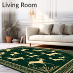 Forest Green Golden Stag Herd Rug