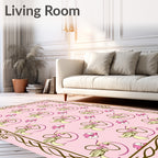 Soft Pink Floral Heart Swirl Rug