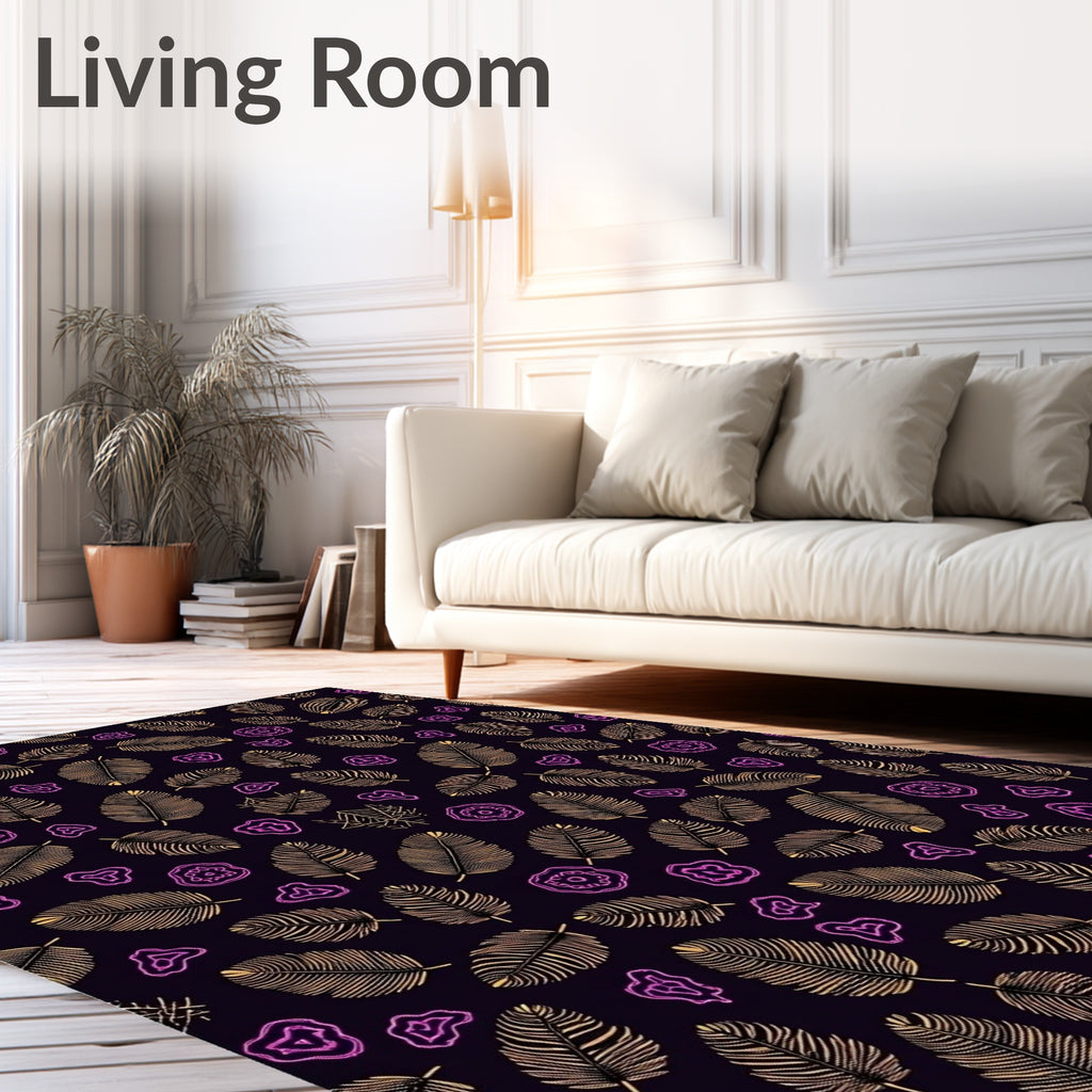 Gold Feathered Bloom Repeat Rug