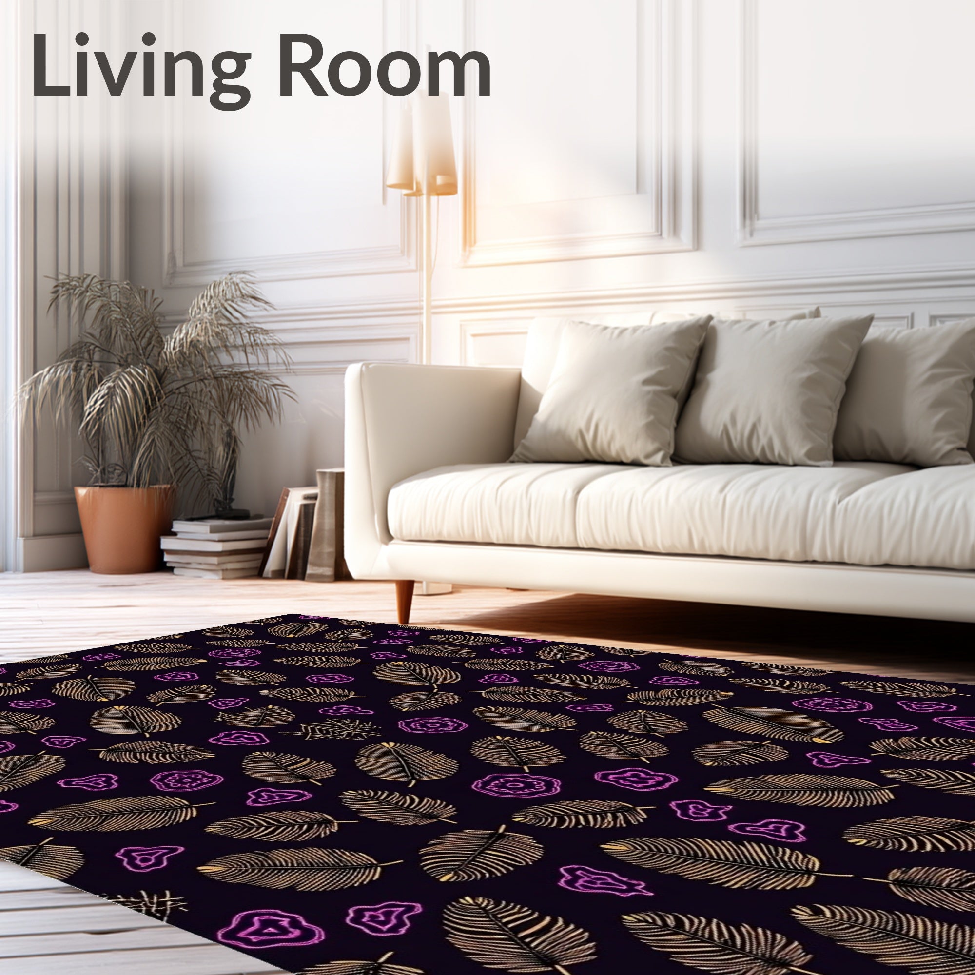 Gold Feathered Bloom Repeat Rug