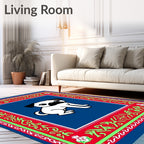 Cute Pug Dog Blue Border Rug