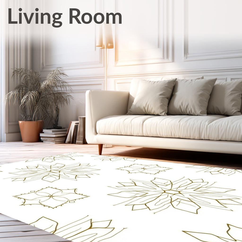 Golden Outline Floral Mandala Rug