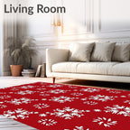 Red White Snowflake Holiday Repeat Rug