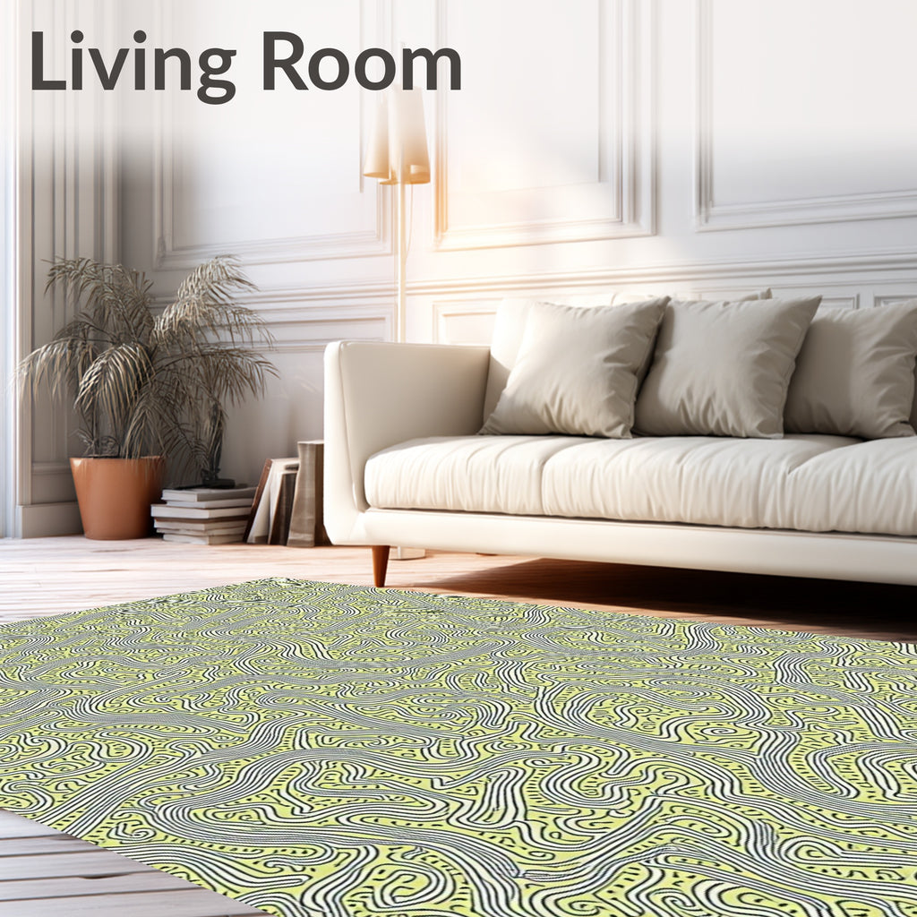 Yellow Maze Line Art Rug