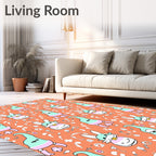 Whimsical Mint Bunny Cloud Characters Rug