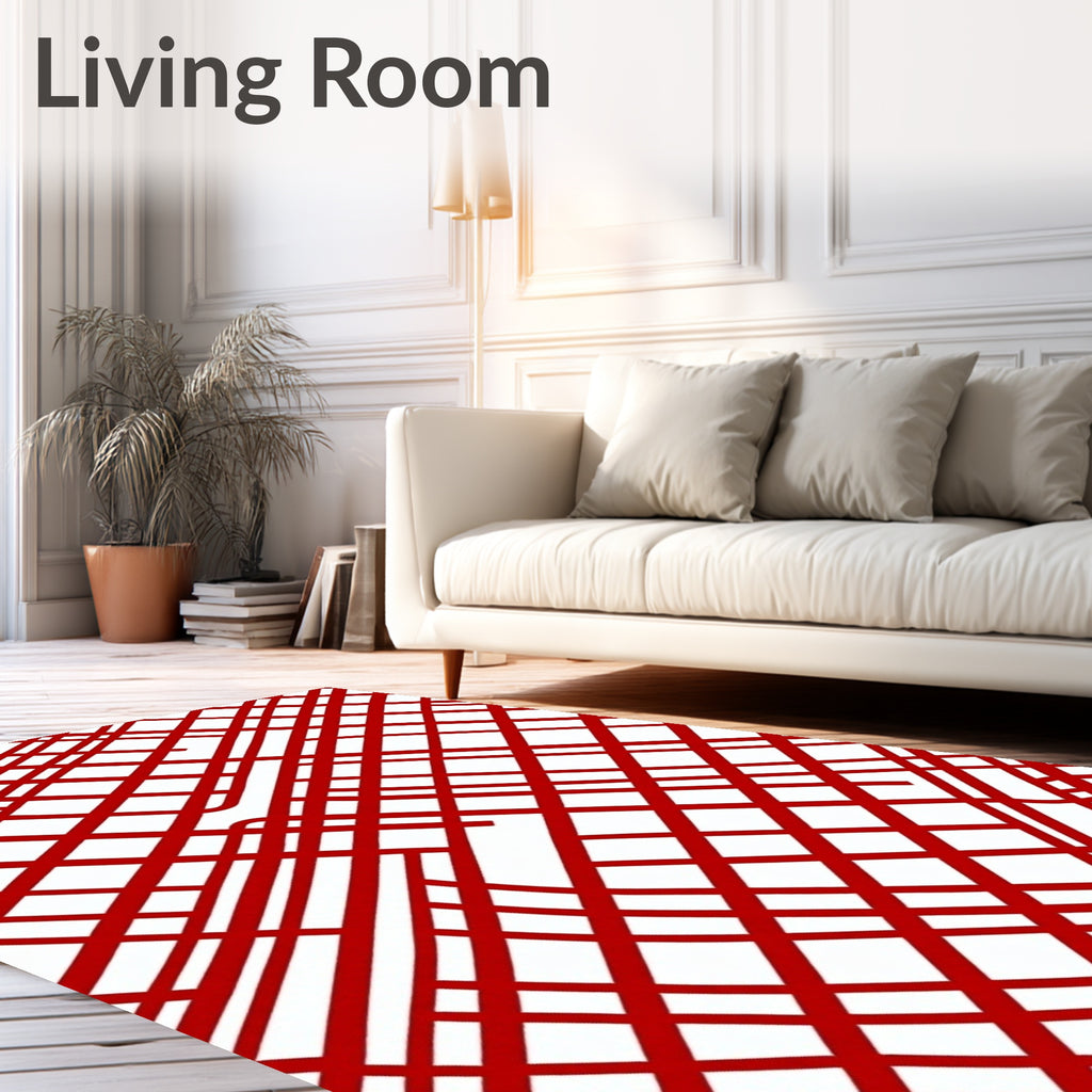 Crimson Linear Intersection Rug