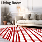 Crimson Linear Intersection Rug