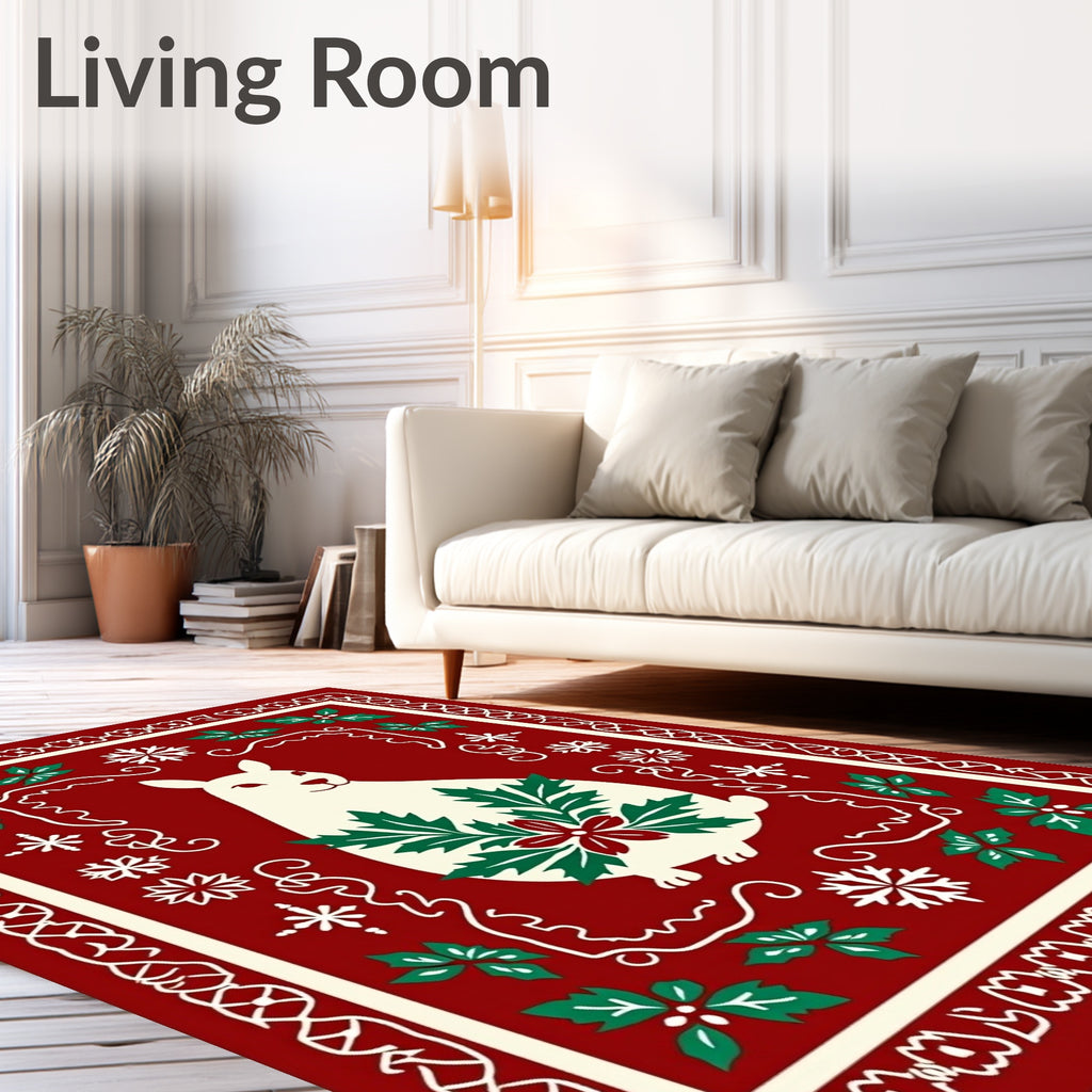 White Rabbit Holly Festive Frame Rug