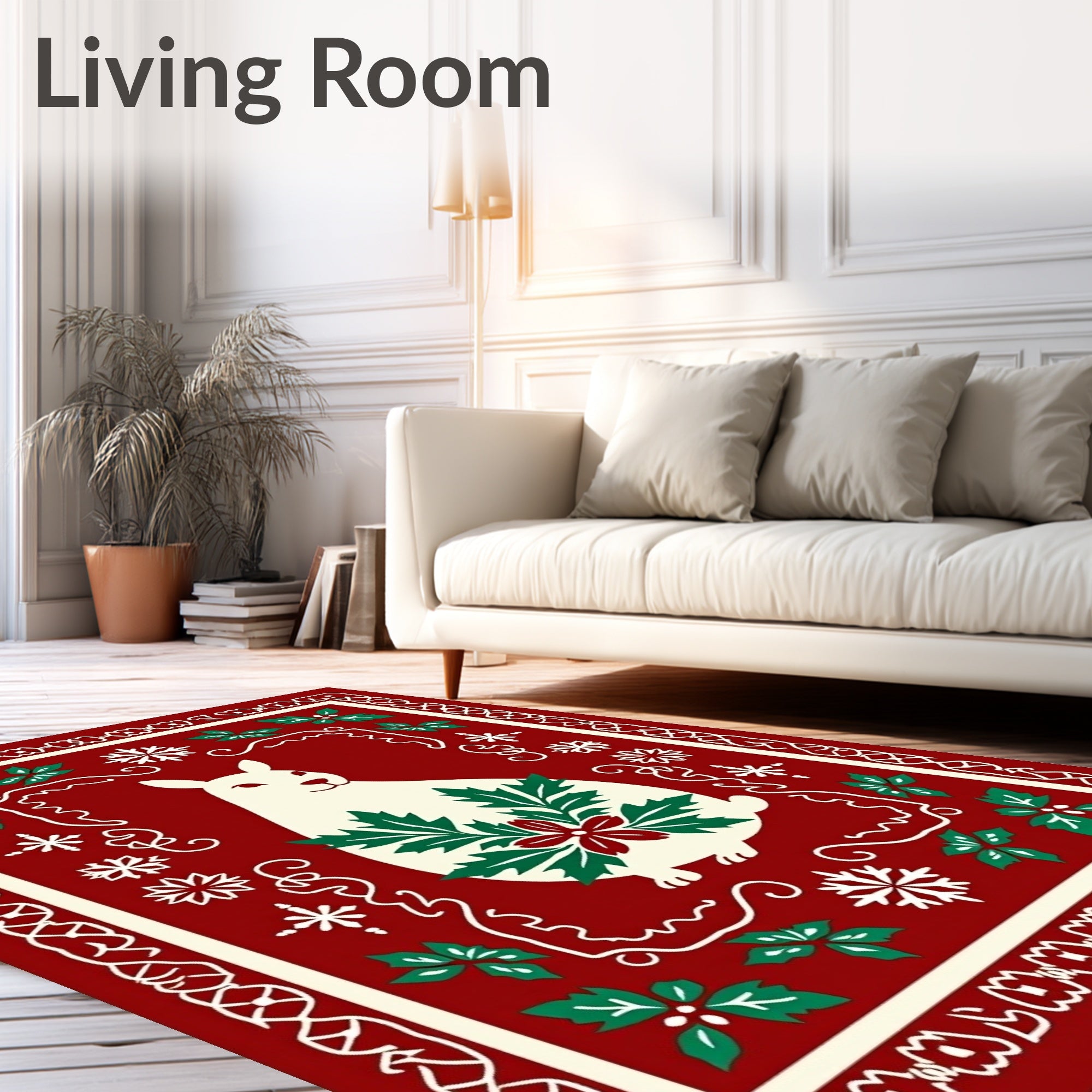 White Rabbit Holly Festive Frame Rug