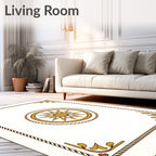 Golden Sunburst Medallion Border Rug