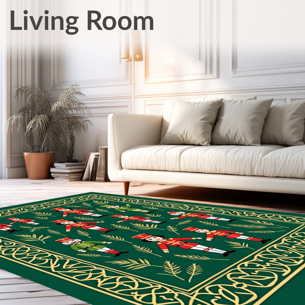 Emerald Green Nutcracker Soldiers Border Rug