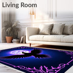 Mystical Raven Under Purple Moon Rug