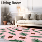 Pink Palm Leaf Seed Scatter Rug