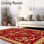 Regal Red Golden Acanthus Scroll Rug